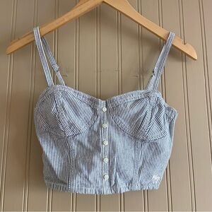 Abercrombie & Fitch 100% Cotton Striped Denim Crop Tank Women’s Small